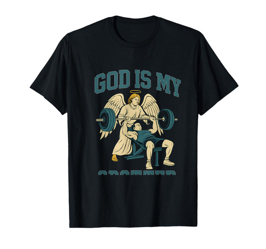 God is My Spotter Christian Gym Workout Design T-Shirt