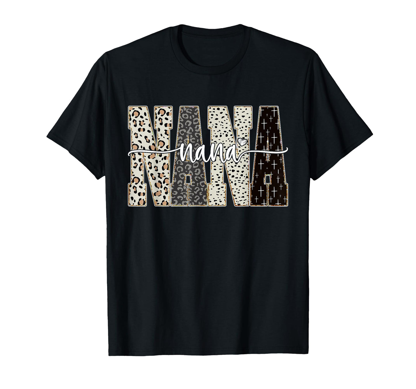 Nana Bible Leopard Cross Faith and Love Christian Christmas T-Shirt