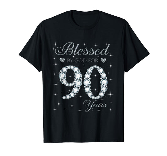 Blessed by God For 90 Years Old 90th Birthday Gift For Women T-Shirt