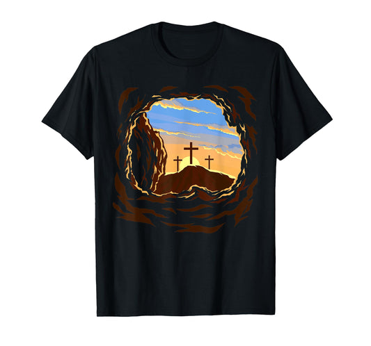 Resurrection Sunday Cross of Jesus Christ Empty Tomb Faith T-Shirt