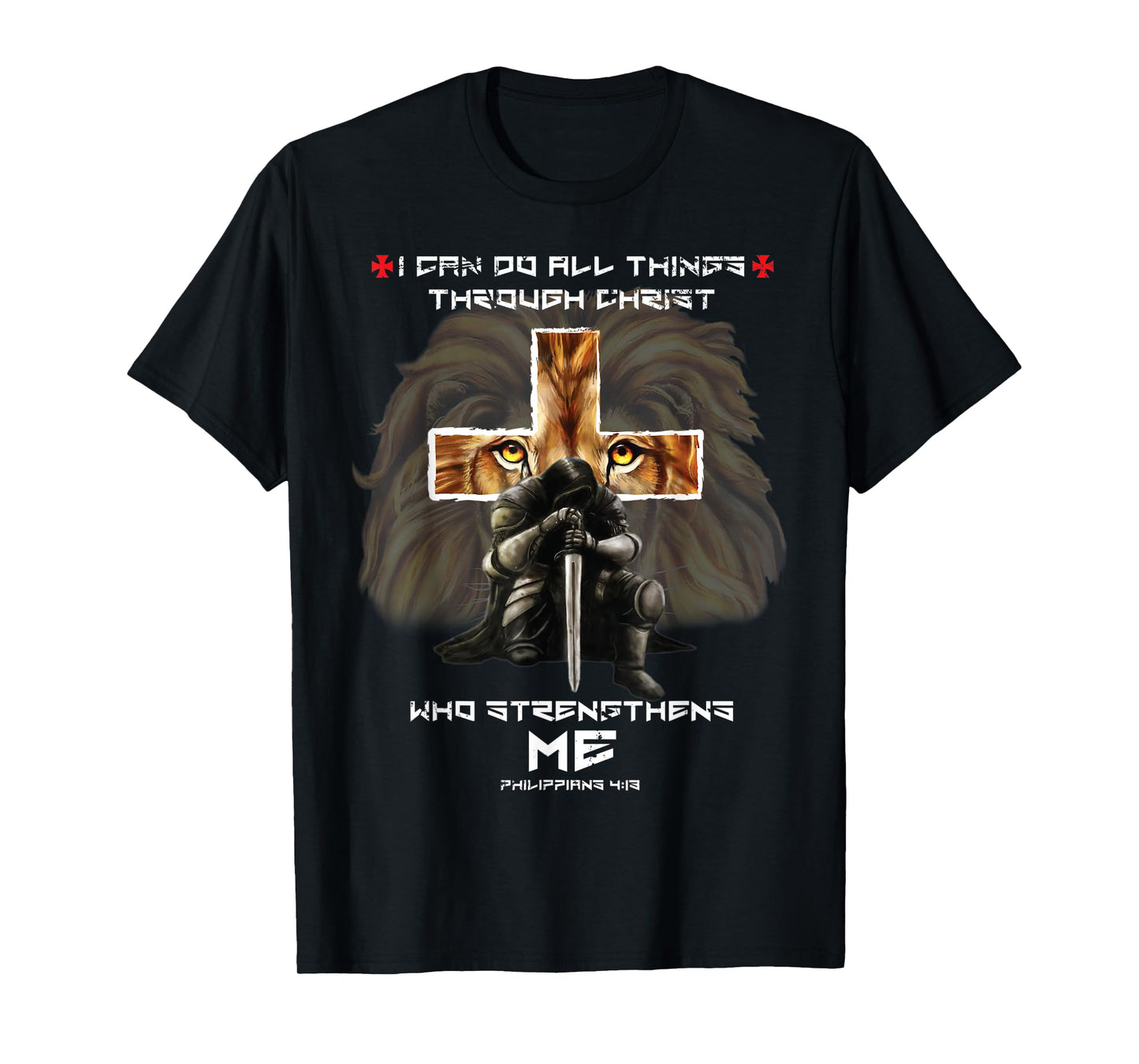Philippians 4:13 Christian Bible Verse Cross Lion Easter Top T-Shirt