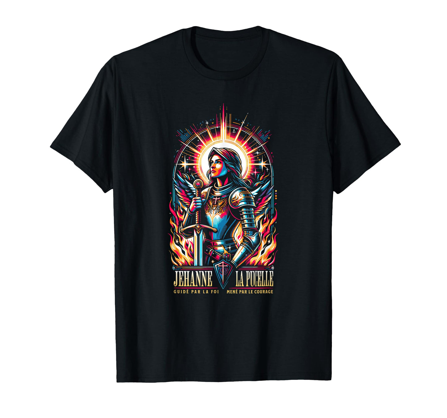Joan of Arc Guided by Faith Led by Courage in French T-Shirt