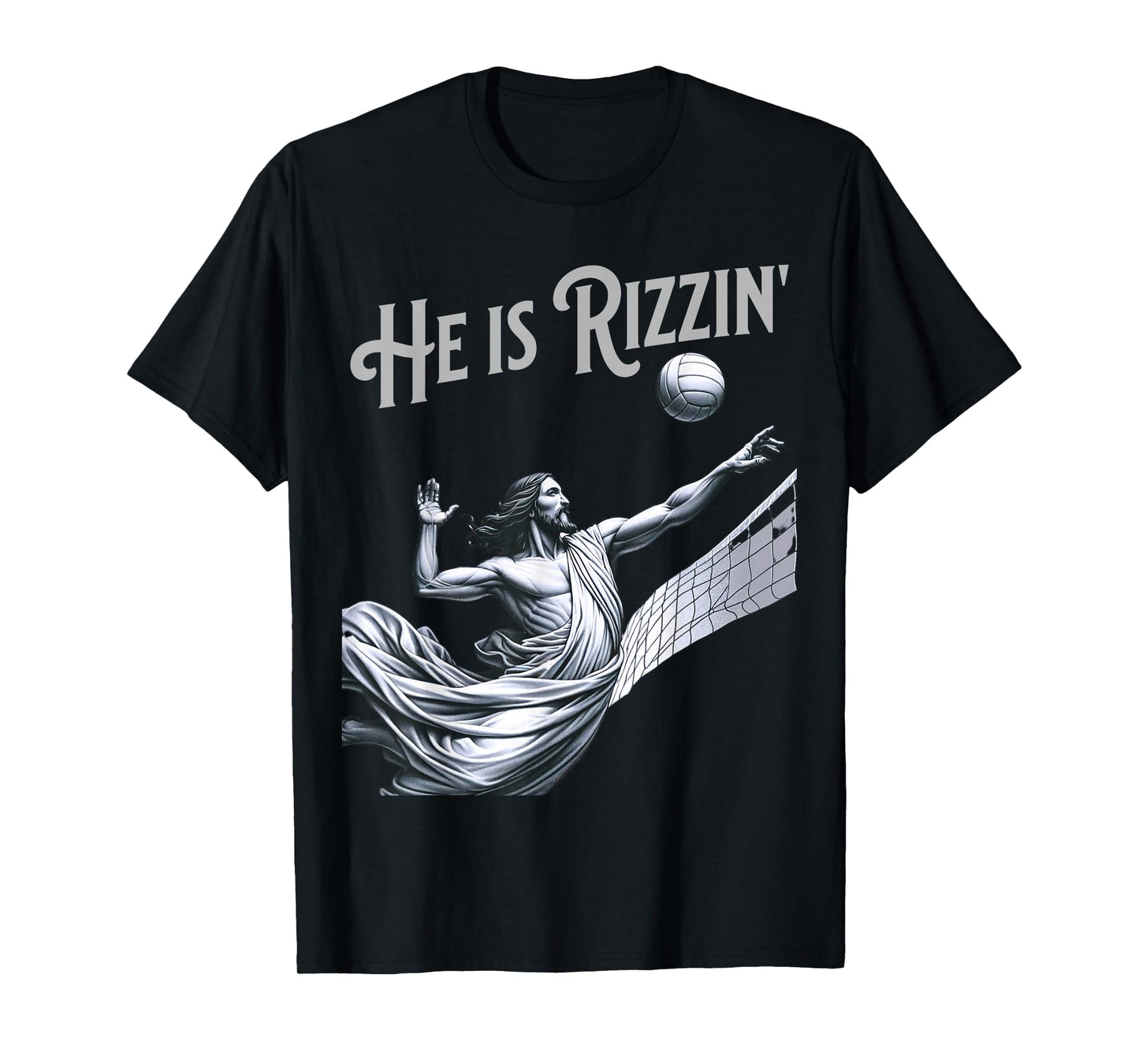 He is Rizzin Jesus Playing Volleyball Funny Sports Rizz T-Shirt