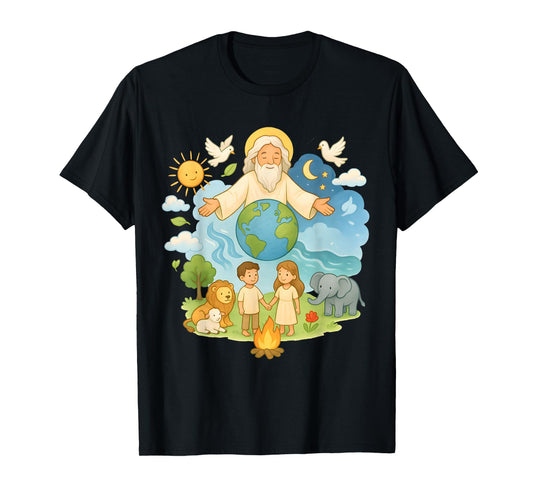 Creation Story for Kids - Bible Art Faith Family Design T-Shirt