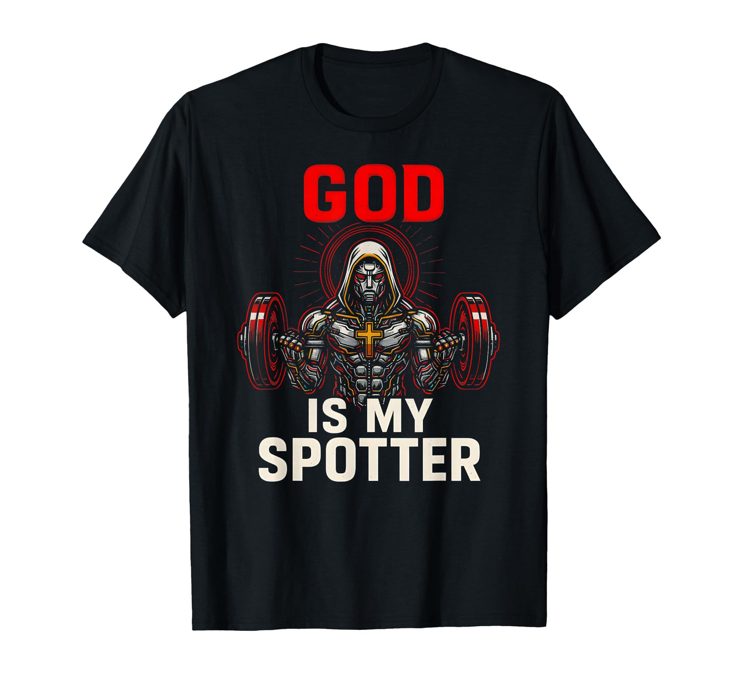 Christian Fitness God is My Spotter Cool Mens Religious T-Shirt