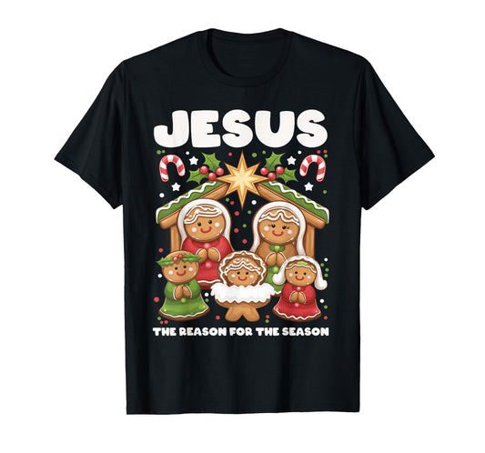 Jesus The Reason Gingerbread Christmas Christian Nativity T-Shirt