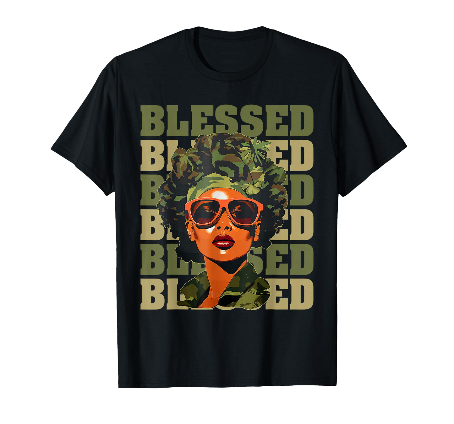 Blessed Black Woman Afro African American Christian Saying T-Shirt