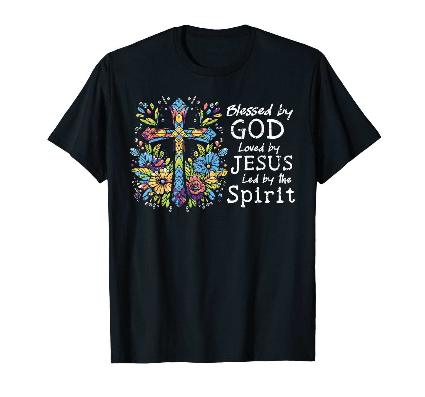 Blessed by God Loved by Jesus Christian Cute Tee Butterfly T-Shirt