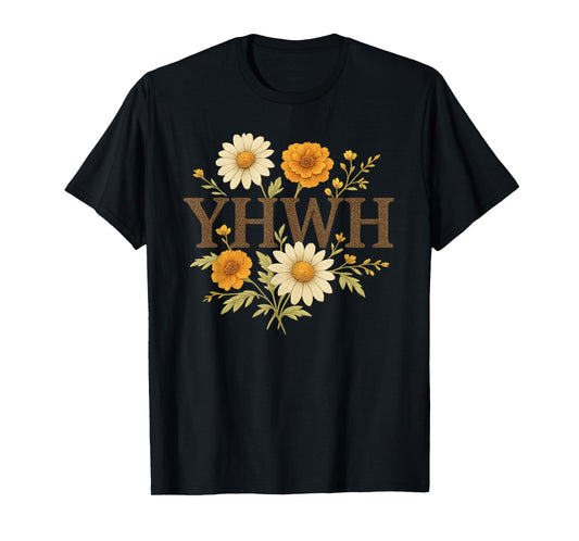 YHWH Floral Name of God Christian Faith T-Shirt