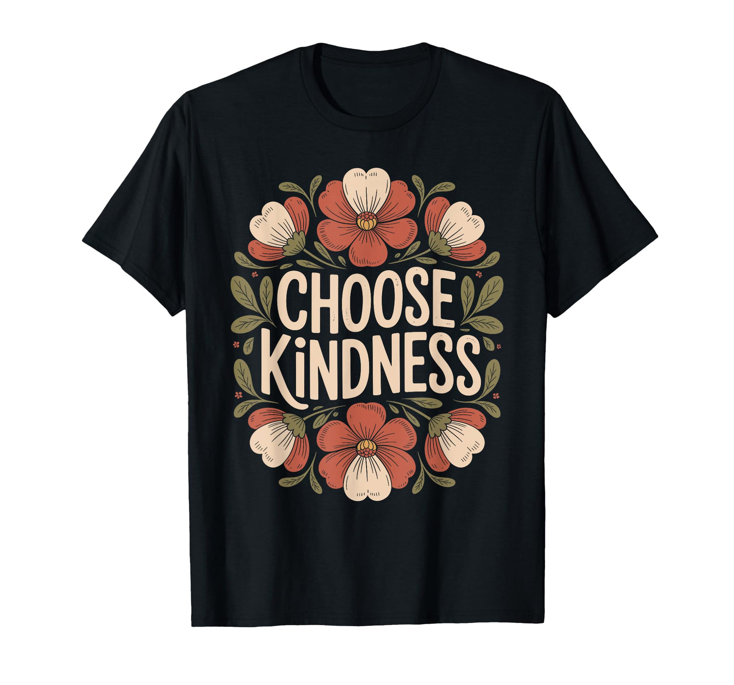 Choose Kindness Inspiring Quote Positivity Boho Floral T-Shirt