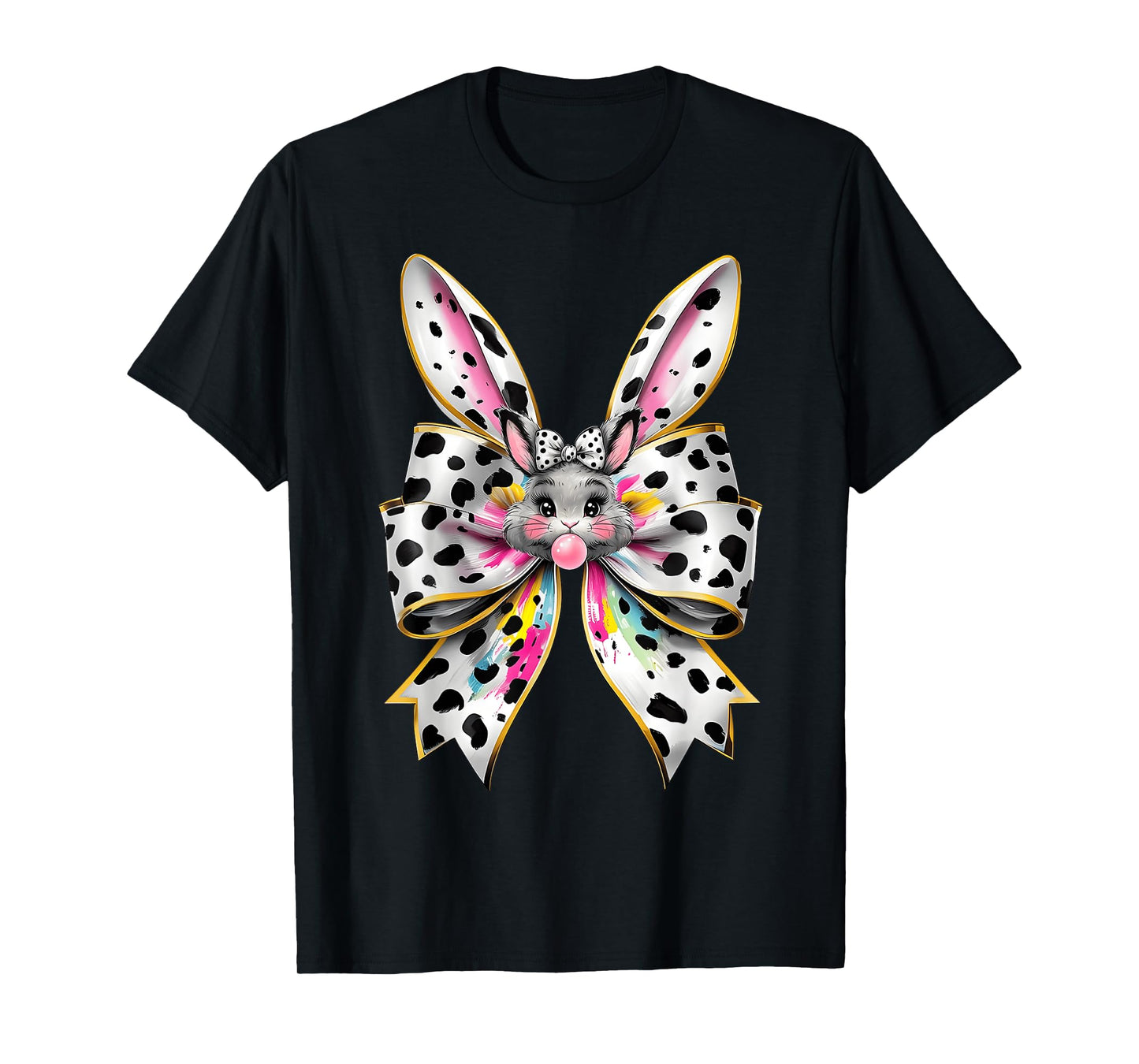 Cute Easter Bunny Face Coquette Bow Easter Day Girls Women T-Shirt