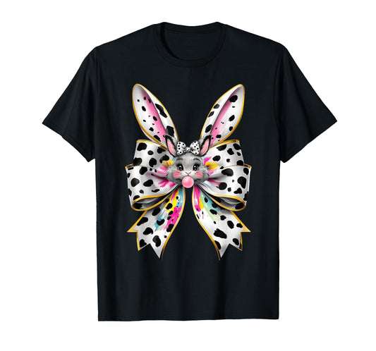 Cute Easter Bunny Face Coquette Bow Easter Day Girls Women T-Shirt