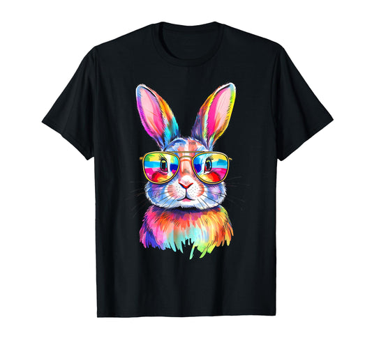 Funny Bunny Easter Rabbit Sunglasses Tie Dye Men Women Kids T-Shirt