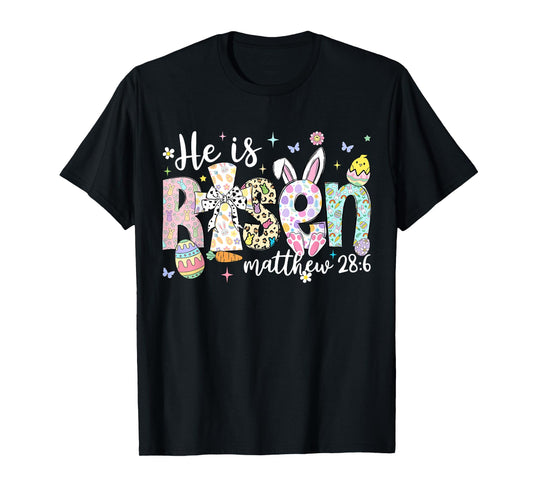 He is Risen Jesus Christian Happy Easter Women Kids Girls T-Shirt