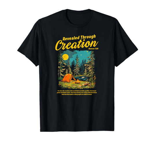 Through Creation Romans 1:20 Bible Verse Christian Camping T-Shirt