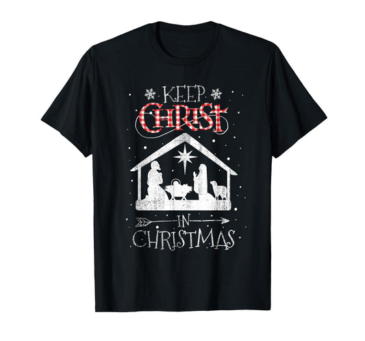 BORN Keep Christ In Christmas Nativity Jesus Christian Kids Unisex Black Cotton Polyester T-Shirt