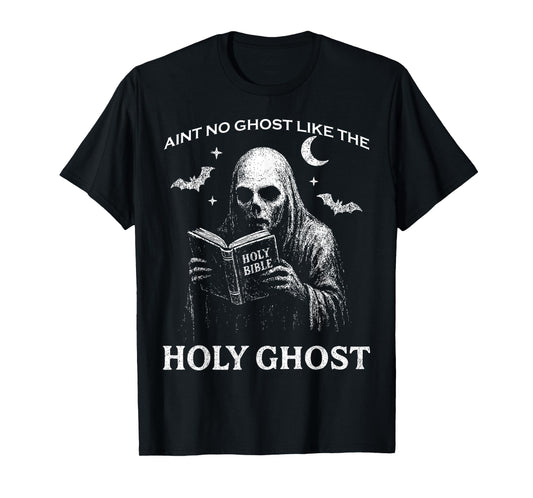 Holy Ghost Creepy Realistic Distressed Halloween Bible Shirt T-Shirt