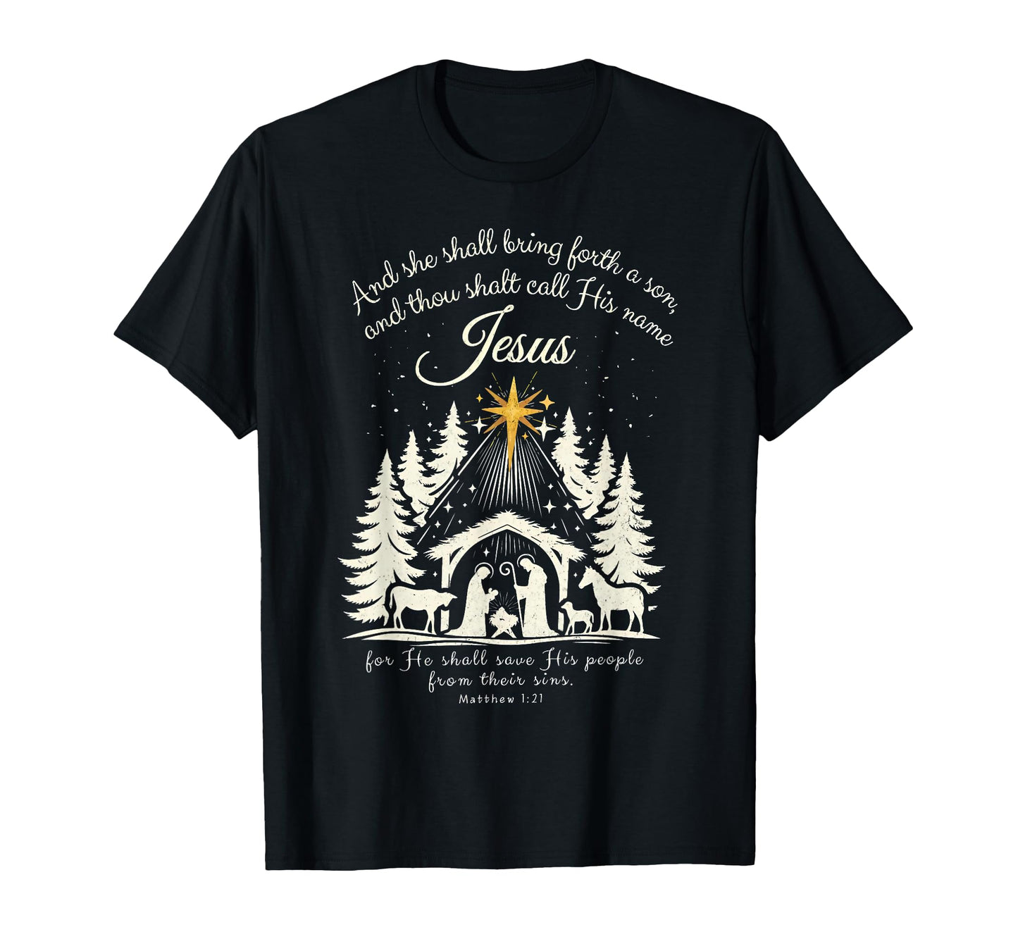 Jesus Christian Christmas Xmas Tree Family Pajamas Holiday T-Shirt