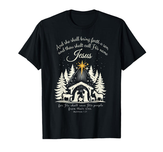 Jesus Christian Christmas Xmas Tree Family Pajamas Holiday T-Shirt