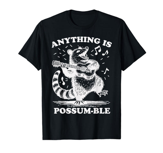 Anything Is Possum-Ble Funny Opossum Playing Ukulele T-Shirt