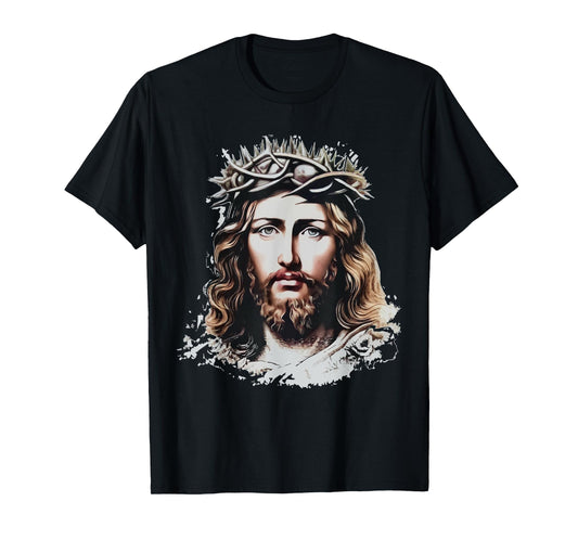 Face of Jesus Christ Crown of Thorns Catholic Faith T-Shirt