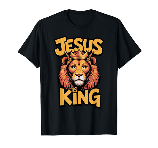 Jesus Is King Religious God Christian Faith Lion T-Shirt