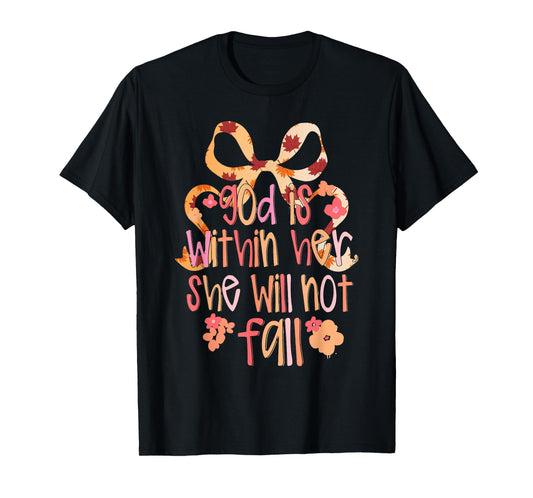 God is Within Her Christian Coquette Bible Verse T-Shirt
