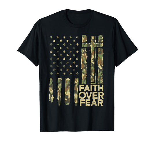 Jesus Faith Over Fear Cross Bible Religious Verse Christian T-Shirt
