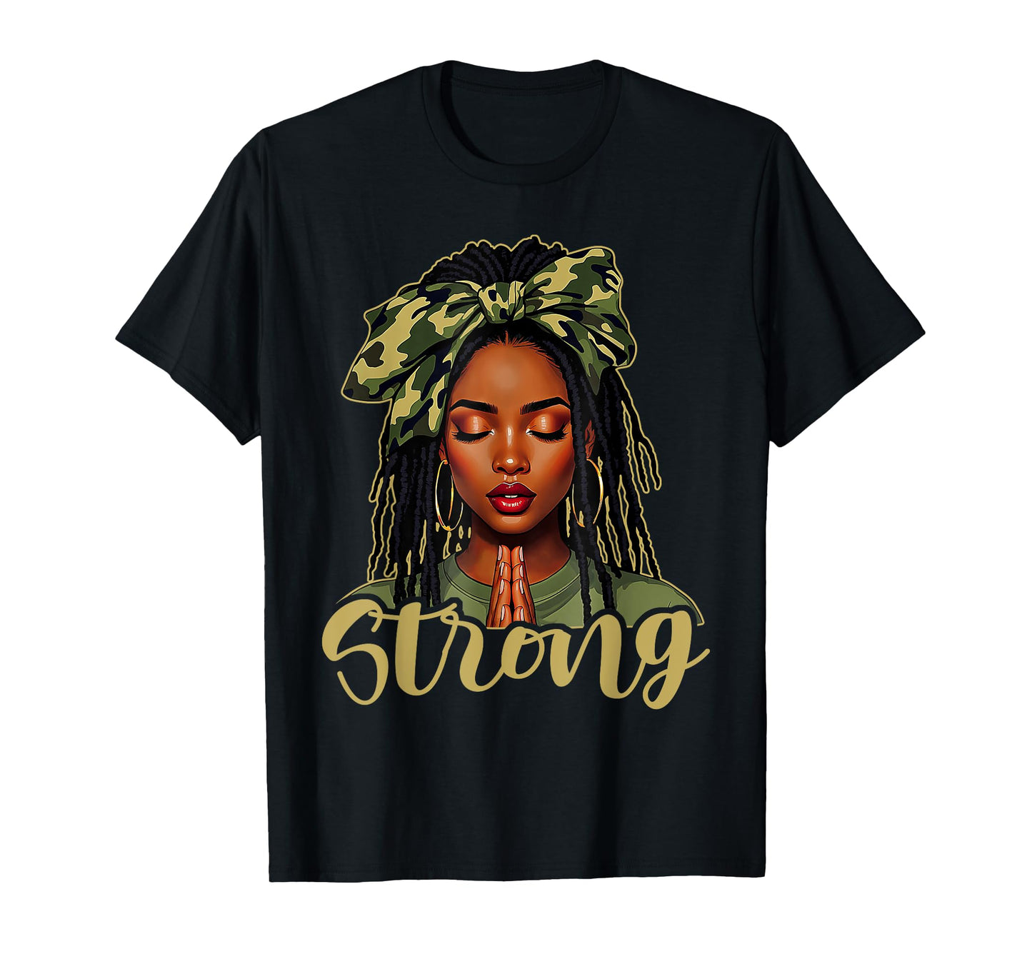 Strong Black Woman Praying Afro African American Christian T-Shirt