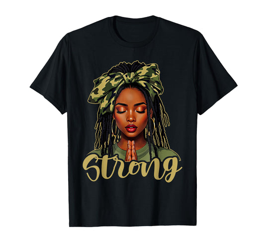 Strong Black Woman Praying Afro African American Christian T-Shirt