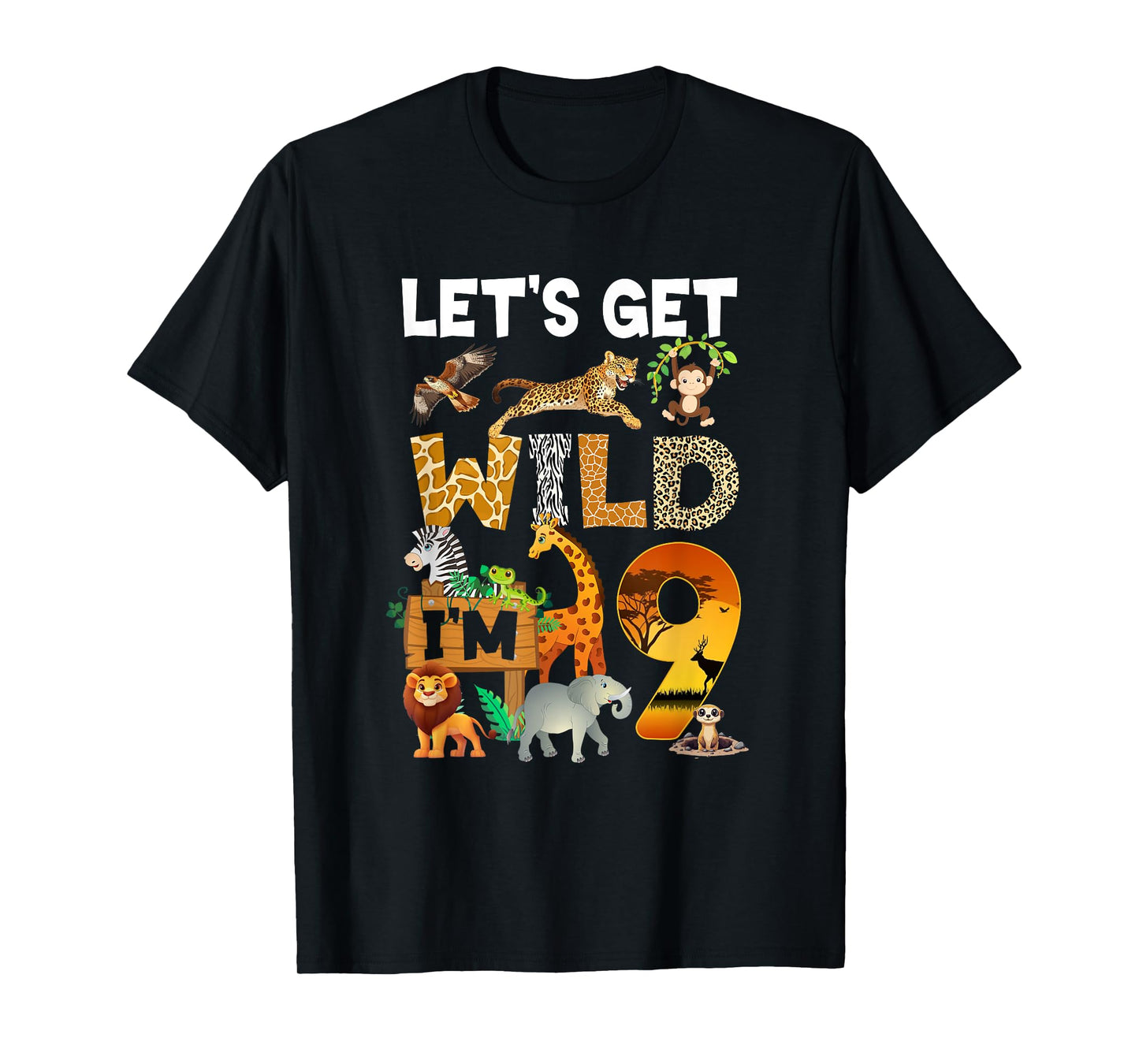 9 Year Old Zoo Birthday Safari Jungle Animal 9Th Bday T-Shirt