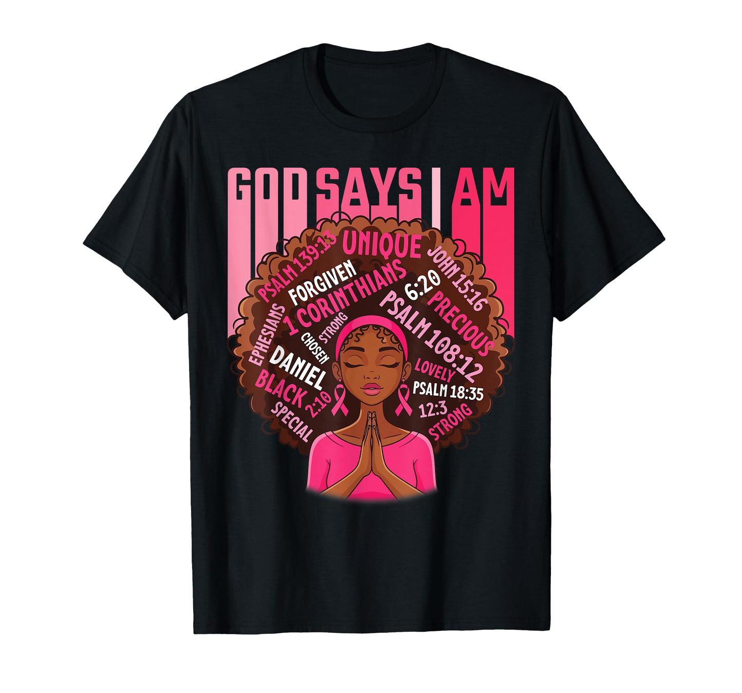 Cute Girl God Says I'm Blessed Survivor Breast Cancer Prayer T-Shirt