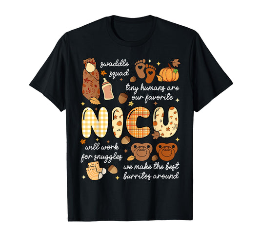 Fall Autumn Thankful Neonatal ICU Nurse Nursing Girls Women T-Shirt