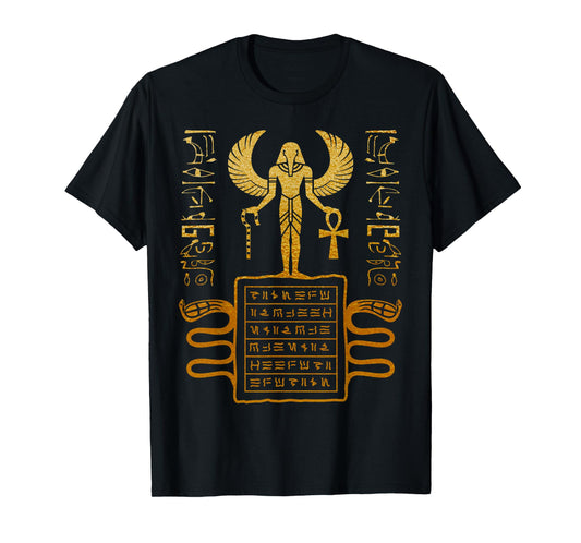 Egyptian God Ra Gold Hieroglyphics – Mythology Art T-Shirt