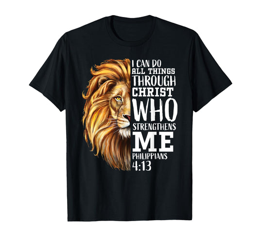 Christian Bible Verse Sayings Religious Gifts Him Lion Judah T-Shirt