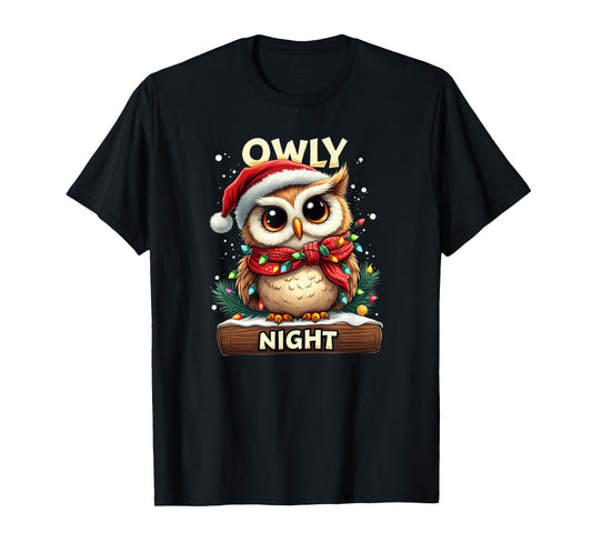 Owly Night Christmas Owl Snowflakes Bible Christian Religion T-Shirt