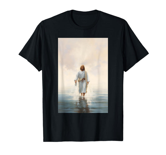 Jesus Walking On Water Christian Bible Faith God T-Shirt