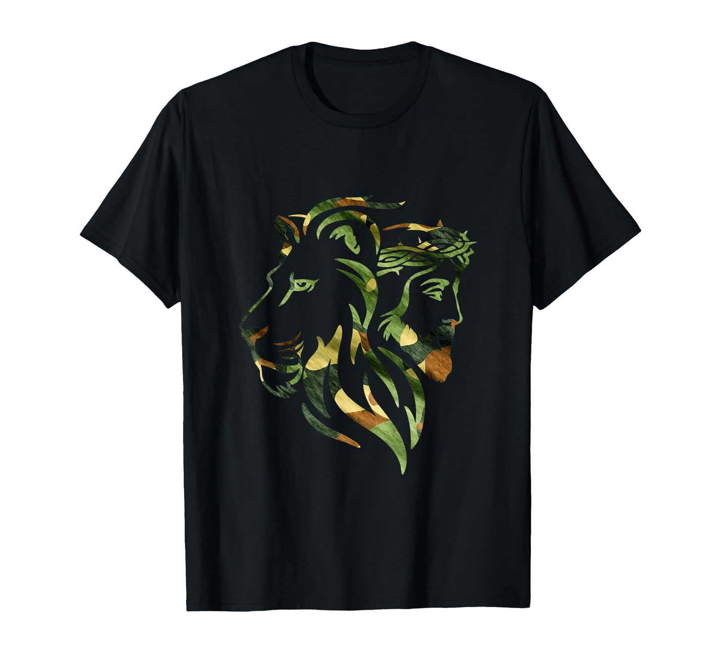 Lion and Jesus Camouflage Christian Faith Lion of Judah T-Shirt