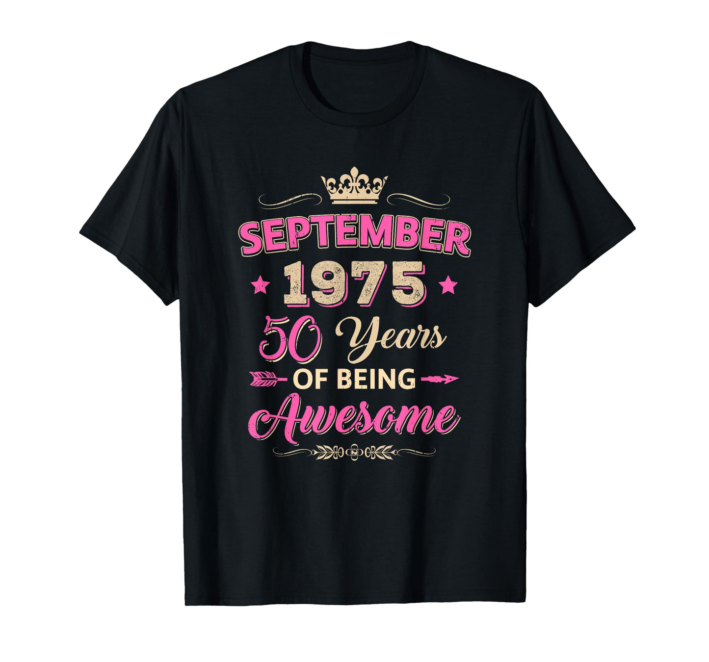 September 1975 50 Years of Being Awesome Retro 50Th Birthday T-Shirt