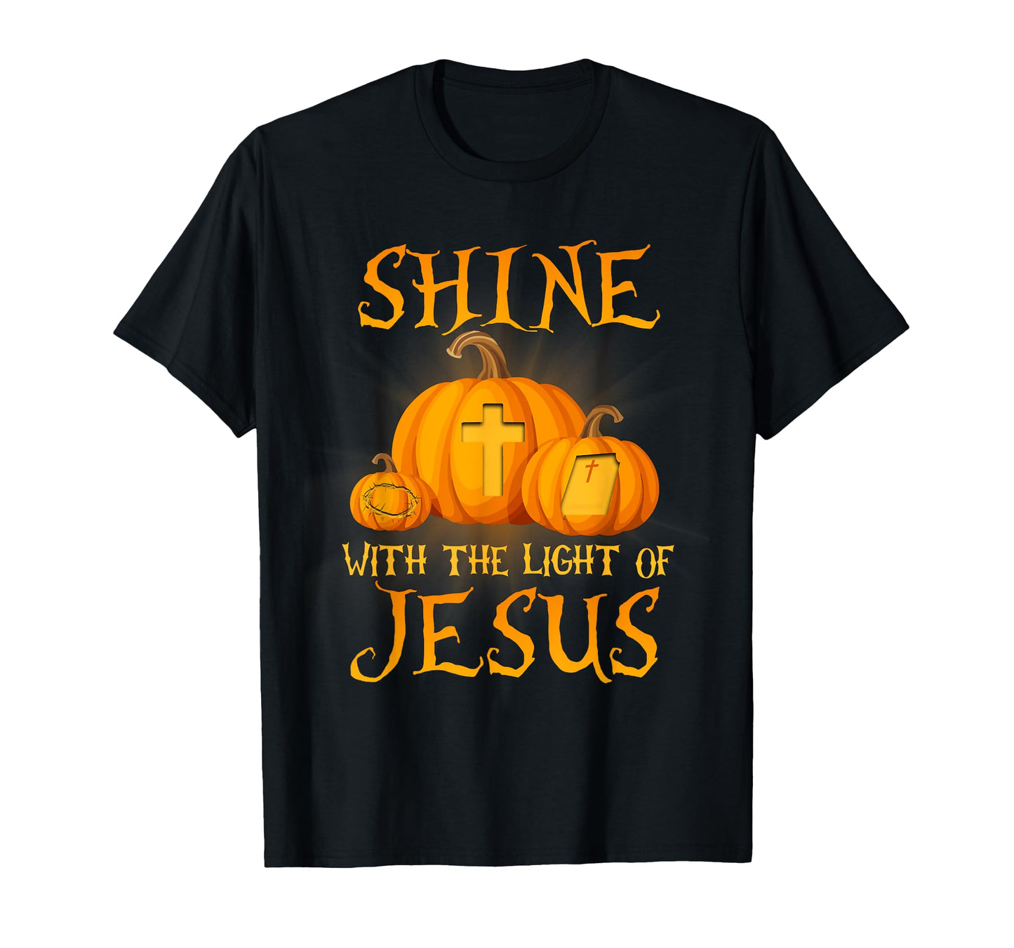 Shine With The Light Of Jesus Christian Halloween Pumpkin T-Shirt