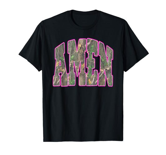 Retro Camo Amen Camouflage Religious Faith Jesus Christian T-Shirt