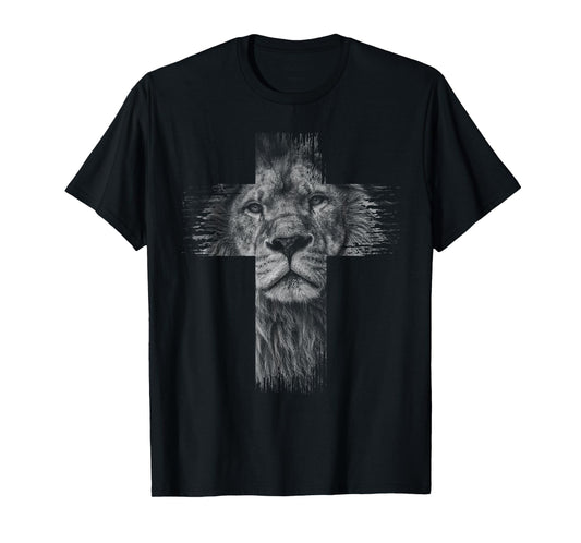 Christian Jesus Lion of Tribe Judah Cross Gift for Men Women T-Shirt