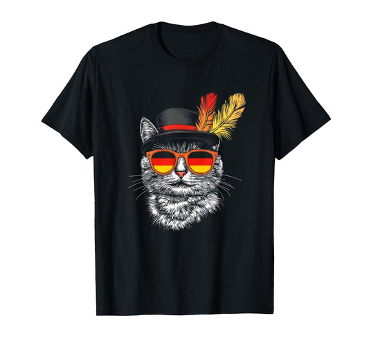 Cute Cat German Flag Oktoberfest Costume Germany Festival T-Shirt