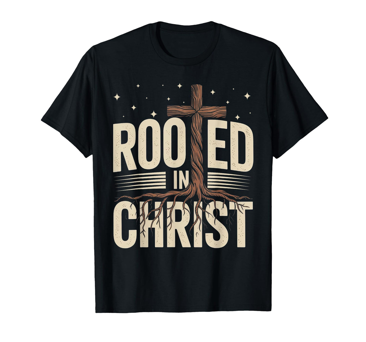 Rooted In Christ Jesus Cross Christian Faith Religious T-Shirt