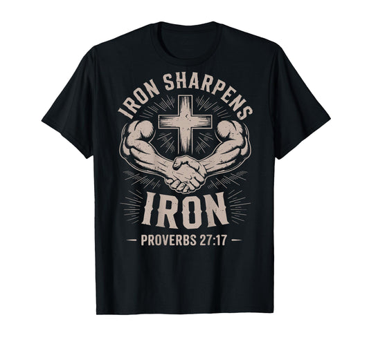 Christian Workout Iron Sharpens Iron Bible Verse Gym Jesus T-Shirt