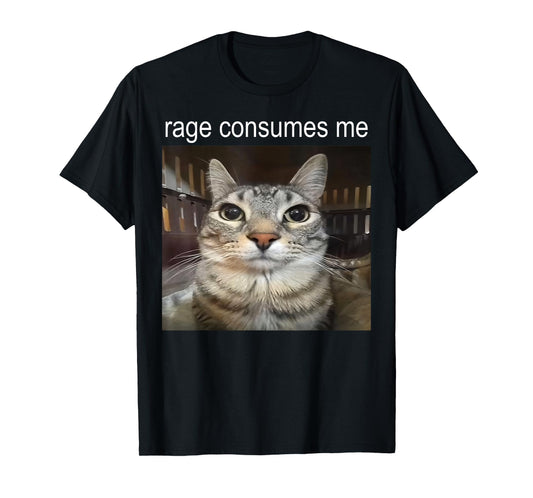 Funny Cat Meme Quote Retro Cat Lover Rage Consumes Me T-Shirt