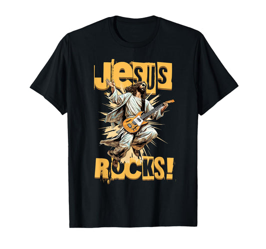 Church and Jesus Is My Jam Funny Jesus Rocks! Guitar Playing Jesus Christ T-Shirt
