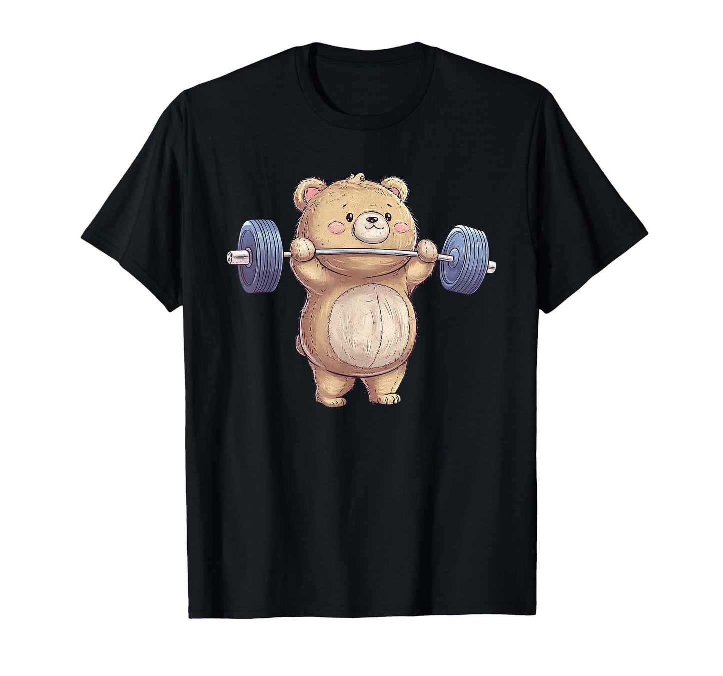 Cute Teddy Bear Lifting Weights Gym Workout Animal T-Shirt