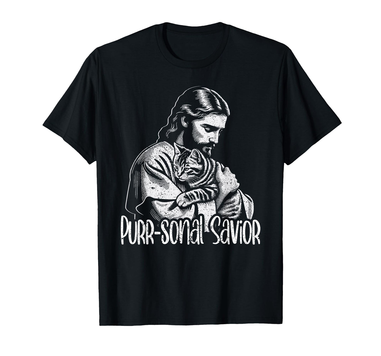 Purr-sonal Savior Jesus Loves Cats Christian Faith T-Shirt