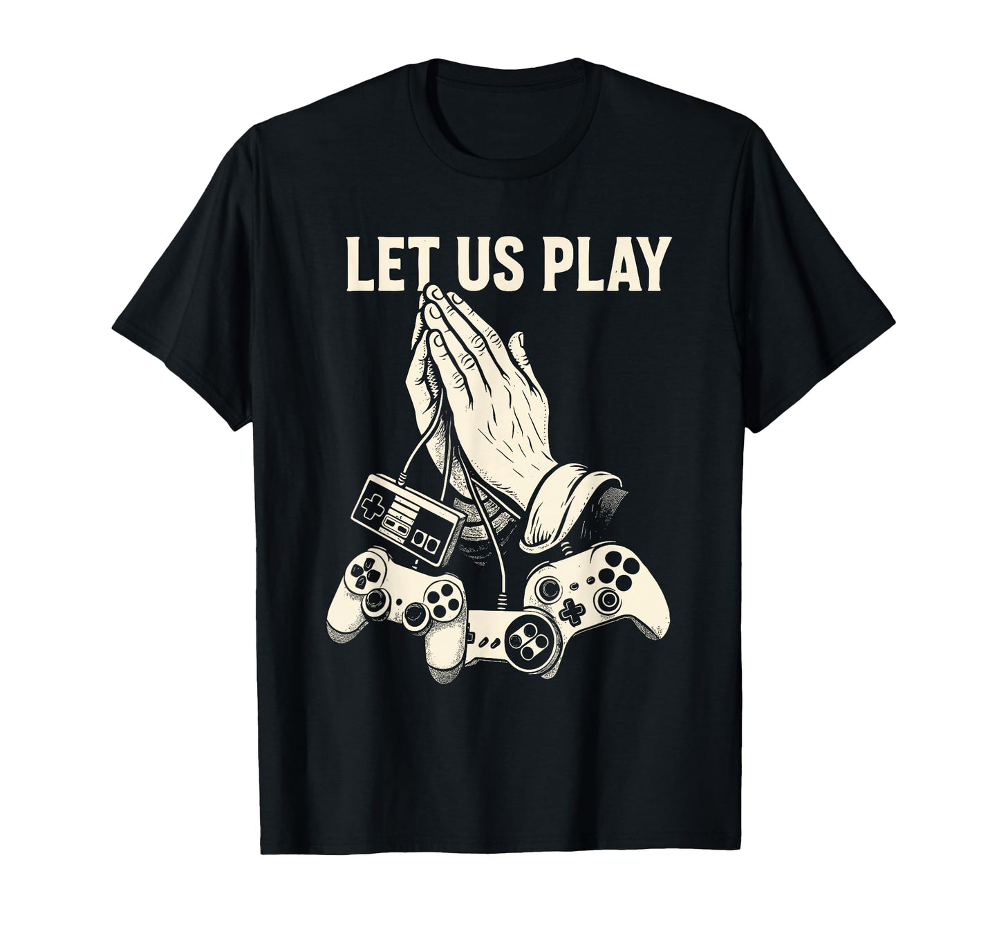 Funny Gamer Pun Praying Hands Video Game Humor Retro Console T-Shirt